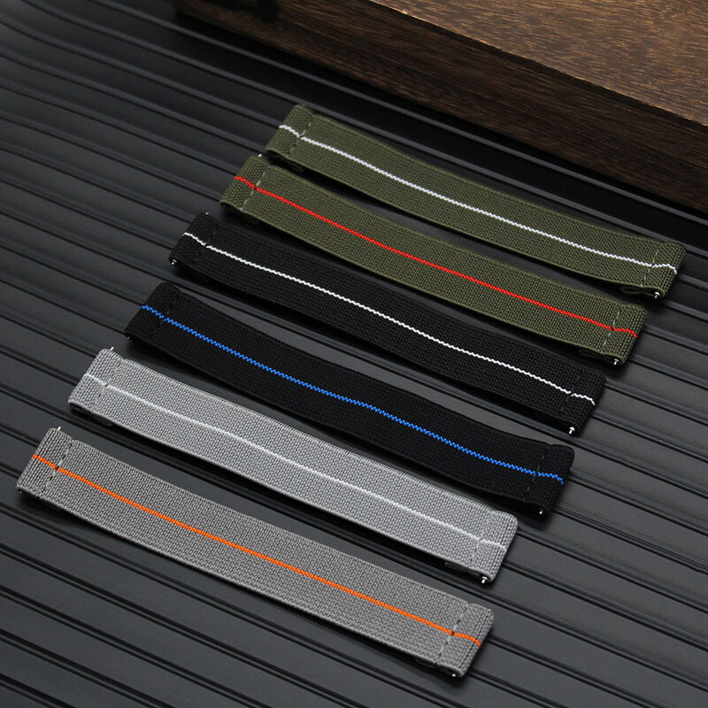 2024 New Striped Nylon Watch Band Elastic Solo Loop Band for MoonWatch Parechuite Watch Strap Quick Release 20MM 22MM