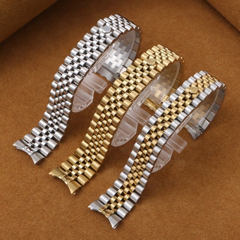 Compatible for Rlex Stainless Steel Solid Watch Band Datejust Curved Five-Bead Bracelet 20mm Men and Women Steel Watch Band