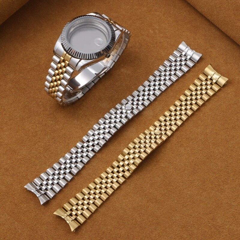 Compatible for Rlex Stainless Steel Solid Watch Band Datejust Curved Five-Bead Bracelet 20mm Men and Women Steel Watch Band