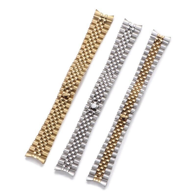 Compatible for Rlex Stainless Steel Solid Watch Band Datejust Curved Five-Bead Bracelet 20mm Men and Women Steel Watch Band