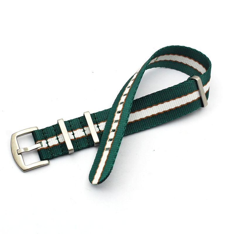 Luxury 1 Piece Replacement Nylon Seatbelt Band 22mm 1.4mm Thickness Fabric Watch Strap with Stainless Steel Buckle for Watches