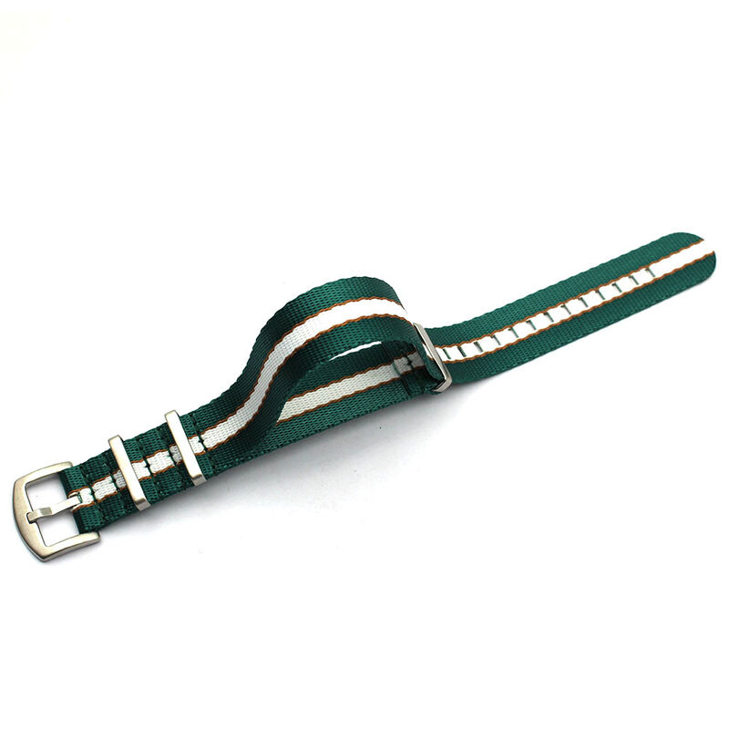 Luxury 1 Piece Replacement Nylon Seatbelt Band 22mm 1.4mm Thickness Fabric Watch Strap with Stainless Steel Buckle for Watches