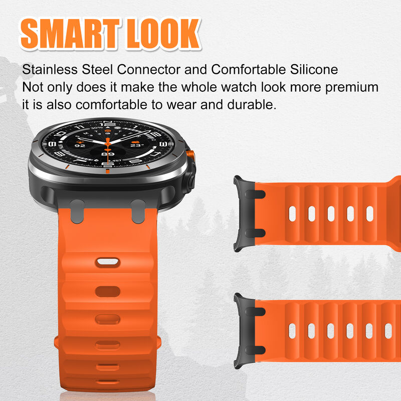 For Samsung Watch 7 Ultra 47  mm Silicone Rubber Watch Band Soft Sport Strap Classic Adjustable Luxury Watch Band