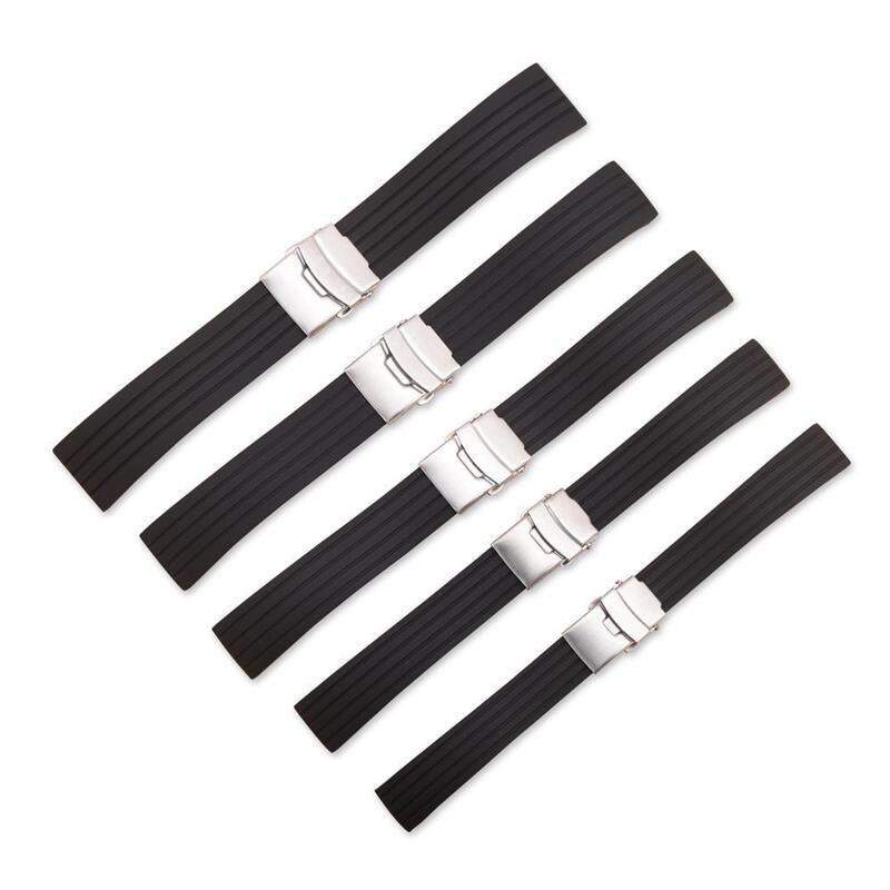 Wholesale Silicone Rubber Watchband for Man&Woman 5 Colors Black Brown Orange Red Blue 18mm 20mm 22mm Watch Band Stock
