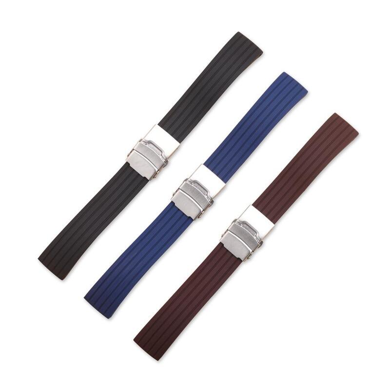 Wholesale Silicone Rubber Watchband for Man&Woman 5 Colors Black Brown Orange Red Blue 18mm 20mm 22mm Watch Band Stock