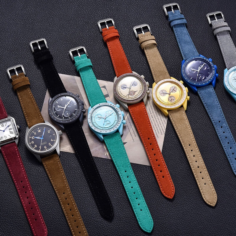Handmade Stitches Watch Bands 18/19/20/22mm Suede Genuine Leather Watch Straps Vintage Watchband With Quick Release