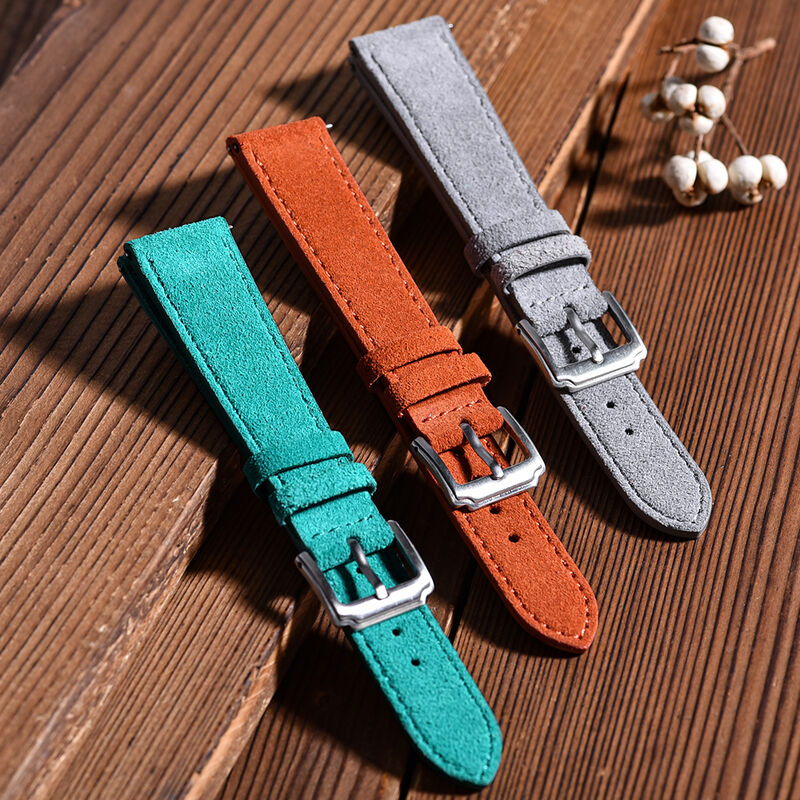 Handmade Stitches Watch Bands 18/19/20/22mm Suede Genuine Leather Watch Straps Vintage Watchband With Quick Release