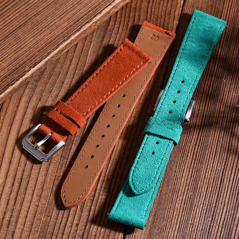 Handmade Stitches Watch Bands 18/19/20/22mm Suede Genuine Leather Watch Straps Vintage Watchband With Quick Release