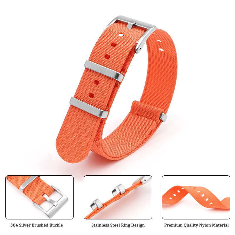 Custom Logo 18mm 20mm 22mm 24mm Men Women Ribbed Nylon Watch Bands Seat Belt One Piece Sport Nylon Watch Strap