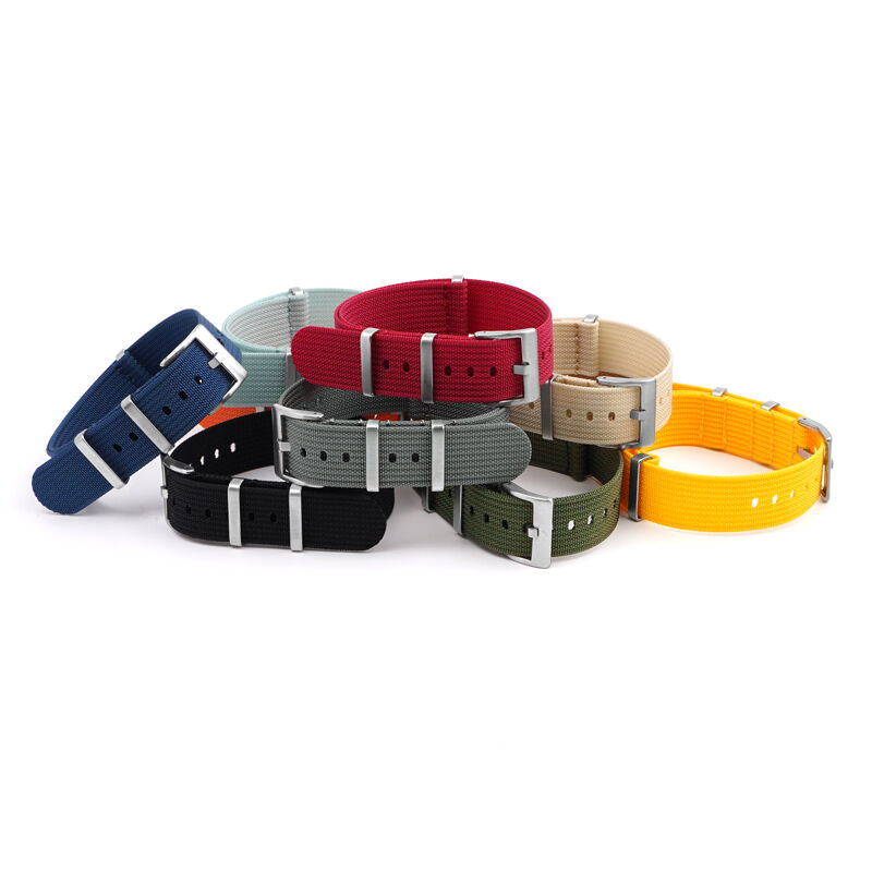 Custom Logo 18mm 20mm 22mm 24mm Men Women Ribbed Nylon Watch Bands Seat Belt One Piece Sport Nylon Watch Strap