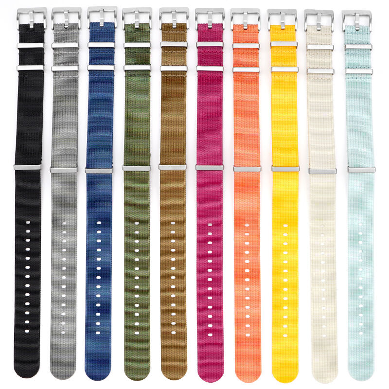 Custom Logo 18mm 20mm 22mm 24mm Men Women Ribbed Nylon Watch Bands Seat Belt One Piece Sport Nylon Watch Strap