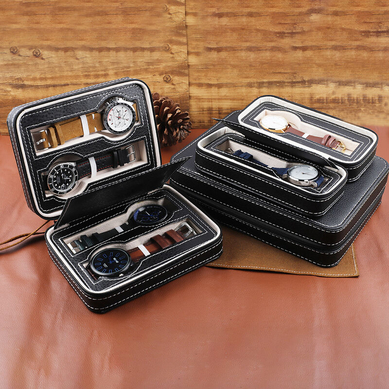 Portable Easy Carrying PU Leather Zipper 2/4/8 Slots Watch Travel case Box Storage for Watch Accessories