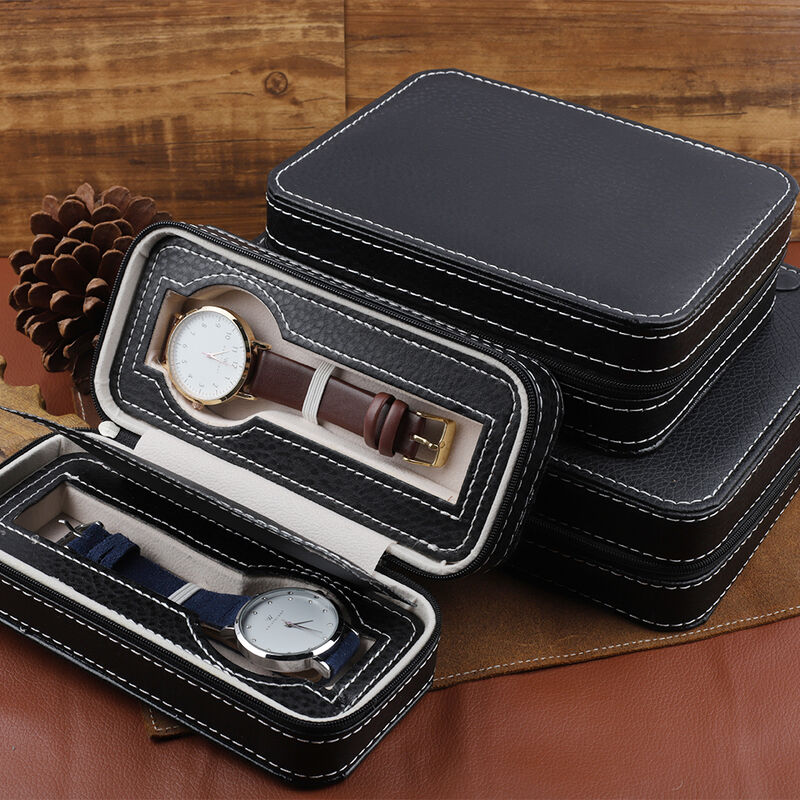 Portable Easy Carrying PU Leather Zipper 2/4/8 Slots Watch Travel case Box Storage for Watch Accessories