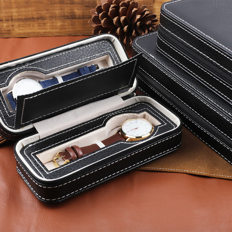 Portable Easy Carrying PU Leather Zipper 2/4/8 Slots Watch Travel case Box Storage for Watch Accessories