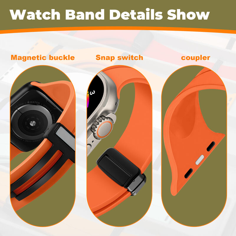 Silicone Magnetic Band for Apple Watch Ultra 2 49mm, Sport Silicone Replacement Magnetic Strap for Apple Watch Series 9 8 7