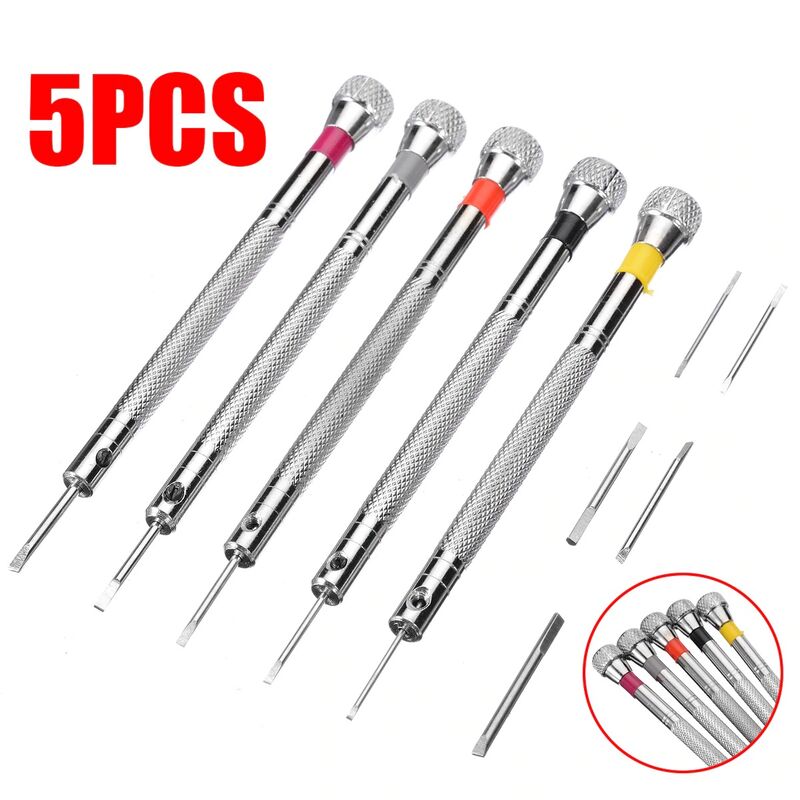 1set 5pcs(0.8mm 1.0mm 1.2mm 1.4mm 1.6mm) Watch Screwdriver Watches Tools Repair Kit Band Remover Links Watchmaker.