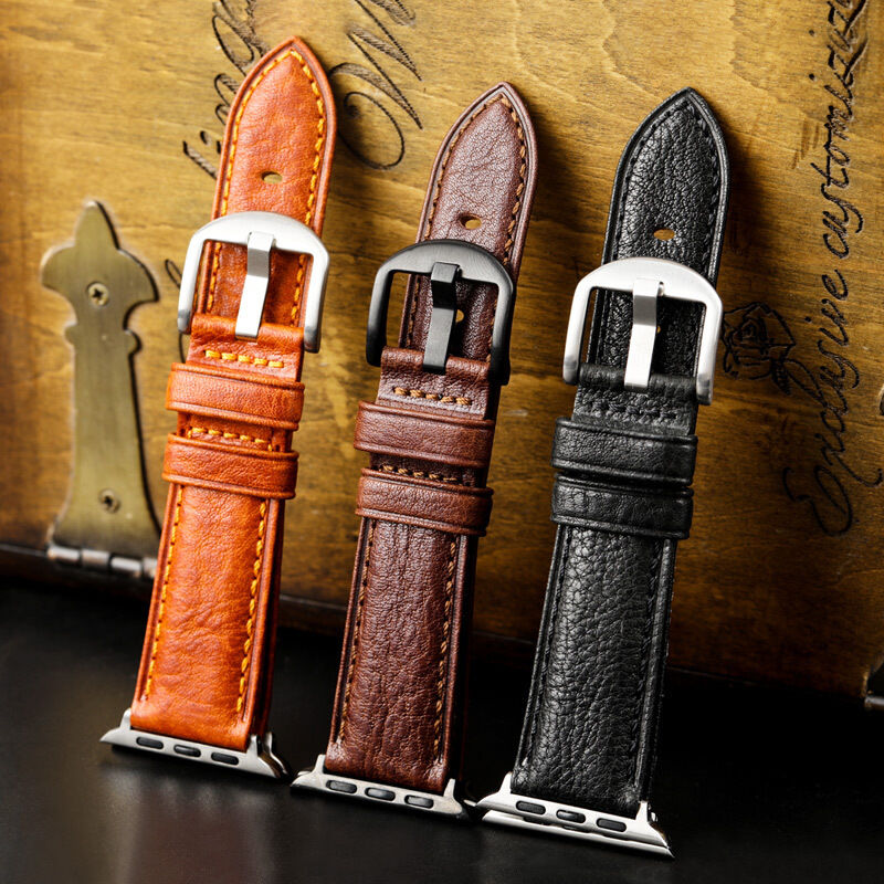 38mm 40mm 42mm 44mm Women Mens Genuine Leather Watch Band Strap for apple Watch Vintage Leather Watch Band Leather