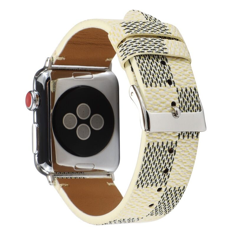 Custom Charms Luxury Designer Genuine Correa Leather Watch Band Strap for Apple IWatch iPhone Series 6 7