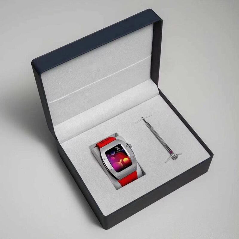 Custom Titanium Stainless Steel for apple Watch 7/6/5 Luxury Metal Case Strap Silver Black Belt 44mm 45mm (Watches Not Included)