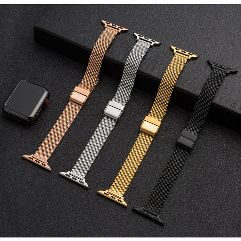 Fashion Designer Metal Bands for Girls & Men Milanese Stainless Steel Bracelet for Apple Watch Band Strap 42mm 44mm 41mm 45mm