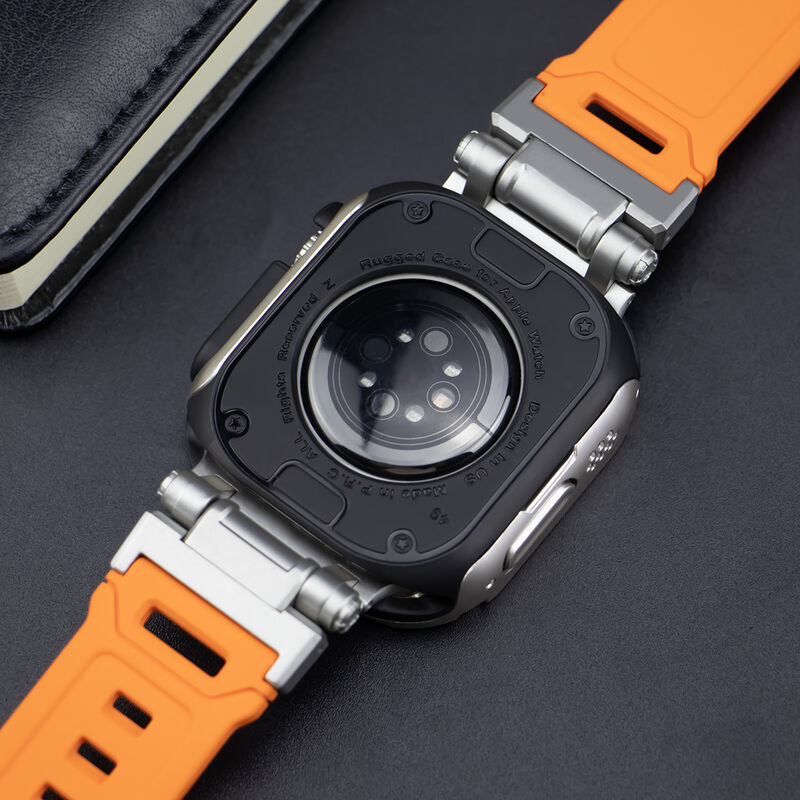 Luxury Sport Rubber Silicone Rm Strap for Apple Watch Metal case with Band Ultra 49mm, Custom Titanium Strap for Iwatch 45 44mm