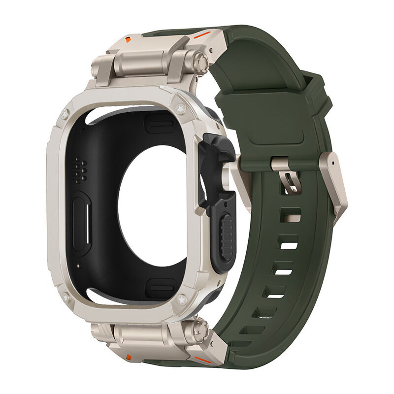 Luxury Sport Rubber Silicone Rm Strap for Apple Watch Metal case with Band Ultra 49mm, Custom Titanium Strap for Iwatch 45 44mm