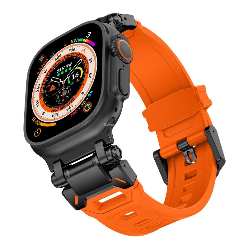 Titanium Unique Adapter 49mm explorer Men Rubber Replacement Strap Sport Liquid Silicone Band for apple Watch 8 9 ultra