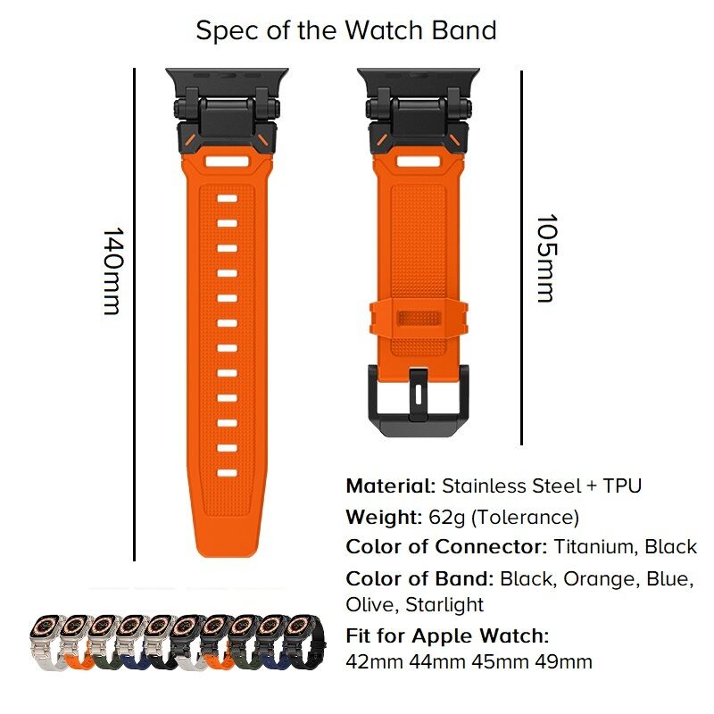 Rubber Luxury Designer Watch Band for 49mm 45mm 44mm 42mm ultra Watch Band Strap for Apple Watch ultra Se S9 8 7 6  5 4