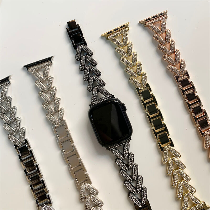 Stock Strap Zinc Alloy Watch Chain High Quality Diamond Metal Watch Band for Apple Watch 49mm