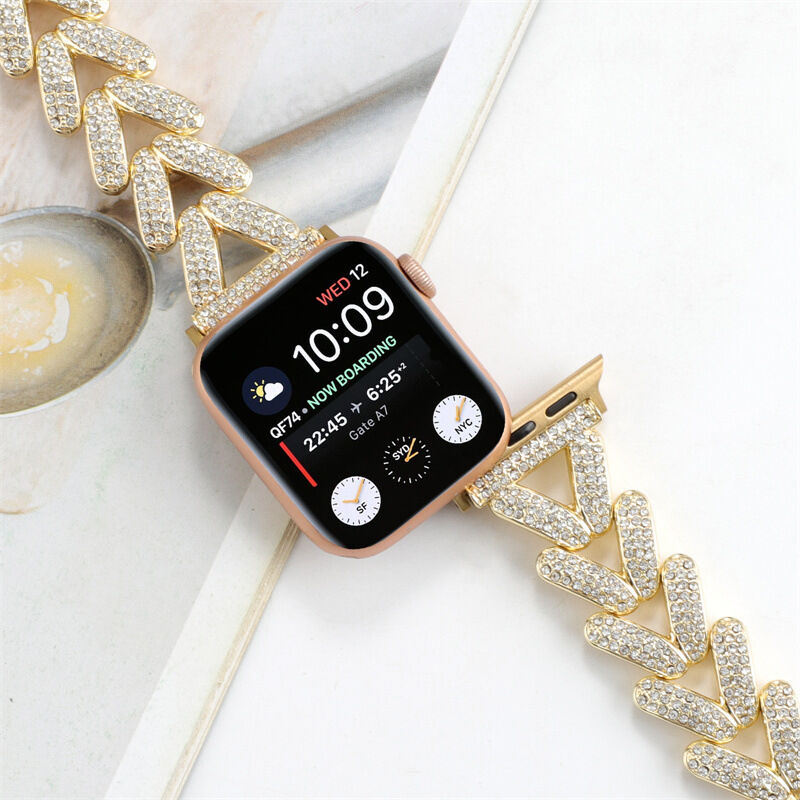 Stock Strap Zinc Alloy Watch Chain High Quality Diamond Metal Watch Band for Apple Watch 49mm