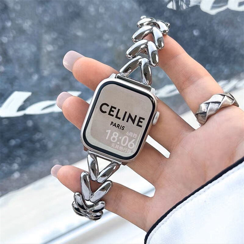 Custom Stainless Steel Metal Link Chain Strap for Apple Watch Band Series Bracelet Wristband