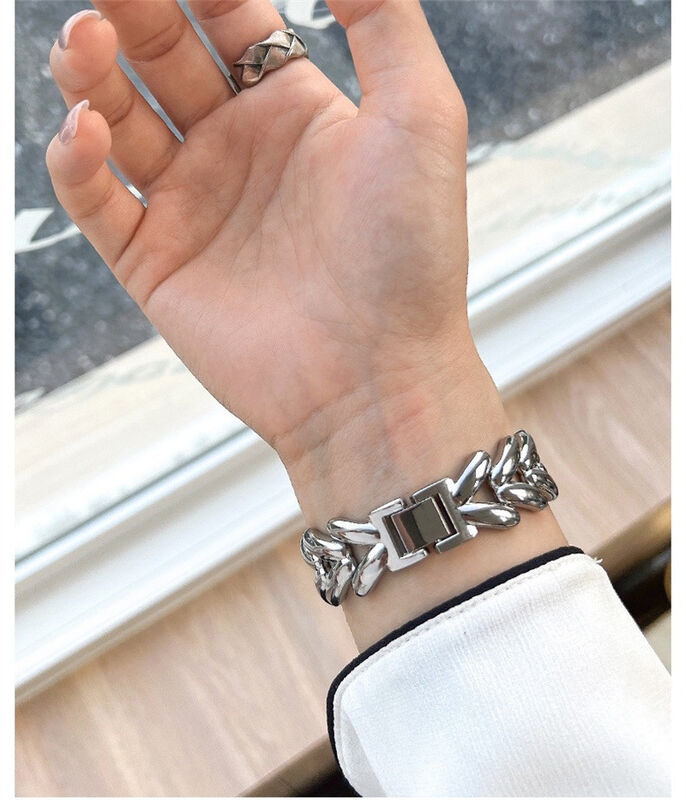 Custom Stainless Steel Metal Link Chain Strap for Apple Watch Band Series Bracelet Wristband