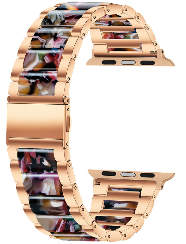 Stock Metal Resin Stainless Steel Watch Band for Apple Watch 44MM 38MM Replacement Resin Watch Strap for Iwatch Se