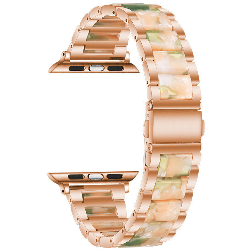 Stock Metal Resin Stainless Steel Watch Band for Apple Watch 44MM 38MM Replacement Resin Watch Strap for Iwatch Se