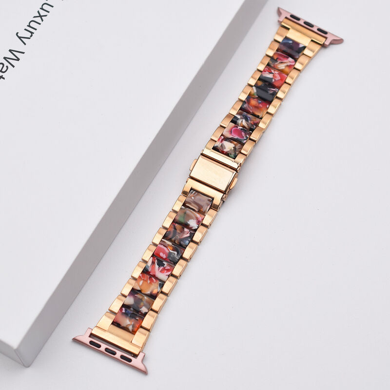 Stock Metal Resin Stainless Steel Watch Band for Apple Watch 44MM 38MM Replacement Resin Watch Strap for Iwatch Se