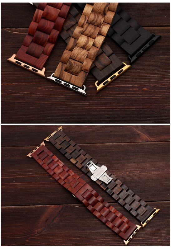 5 Color Natural Wood Iwatch Band 38mm 40mm 42mm 44mm Bracelet Wooden Strap for I Watch Series 1 2 3 4 5 6