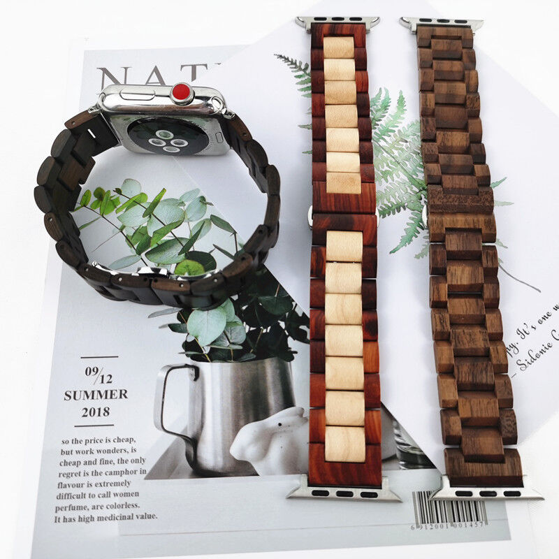 5 Color Natural Wood Iwatch Band 38mm 40mm 42mm 44mm Bracelet Wooden Strap for I Watch Series 1 2 3 4 5 6