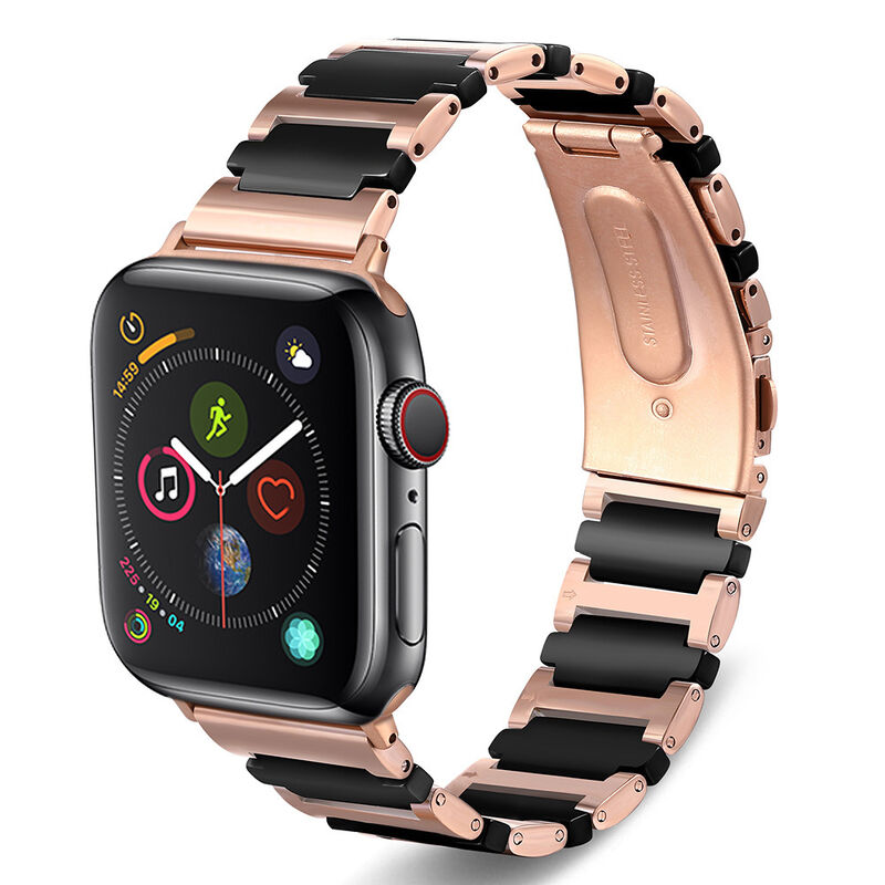 Metal Stainless Steel Ceramic Watch Strap for Apple Watch Band Series 7 6 5 IWatch 38 40 42 44mm Crossing Style Wrist Bracelet