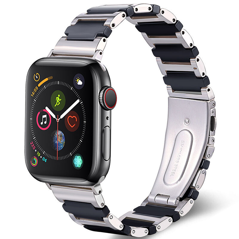 Metal Stainless Steel Ceramic Watch Strap for Apple Watch Band Series 7 6 5 IWatch 38 40 42 44mm Crossing Style Wrist Bracelet