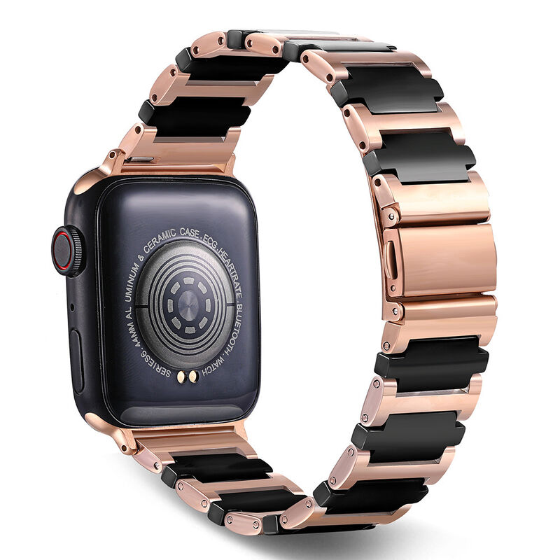 Metal Stainless Steel Ceramic Watch Strap for Apple Watch Band Series 7 6 5 IWatch 38 40 42 44mm Crossing Style Wrist Bracelet