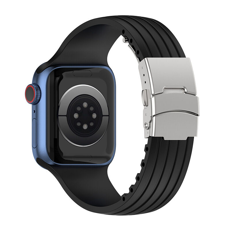 Rubber Silicone Smart Watch Correas Strap Band for Apple Watch Series 7 6 5 4 3 41mm 45mm 44mm 40mm 42mm 38mm