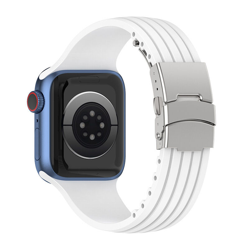 Rubber Silicone Smart Watch Correas Strap Band for Apple Watch Series 7 6 5 4 3 41mm 45mm 44mm 40mm 42mm 38mm
