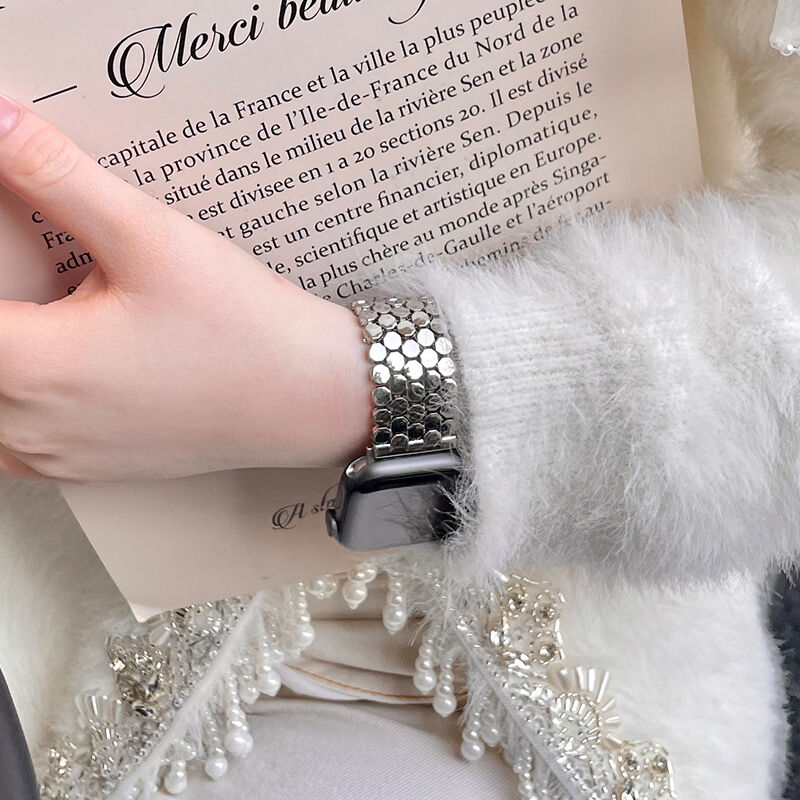 Jewelry Strap for Apple Watch Band 44mm 42mm 41mm 38mm 40mm Alloy Metal Watch Band for IWatch Serie 8 7 6 5 SE 4