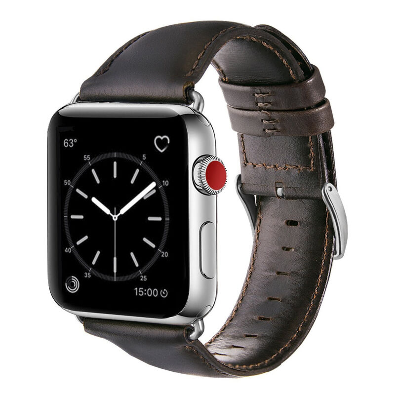 Fashion Handmade Crazy Horse Leather for apple Watch 38mm 42mm Leather Band Strap