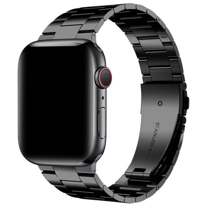 Classic 20mm 22mm 3 Bead Solid 304 Stainless Steel Link Bracelet Wristband Strap Metal Watch Band for Apple IWatch 38mm 44mm