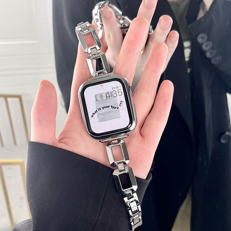 Luxury Stainless Women's Strap for Iwatch Series 8 7 Se 6 5 4 3 2 Jewelry Metal Strap for Apple Watch Band 44mm 42mm 40mm