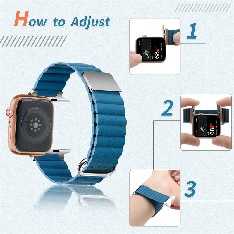 Magnetic Leather Strap for Apple Watch 8 7 6 Se Smartwatch Replacement Bracelet for IWatch 44/40/42/38/45/41/49mm