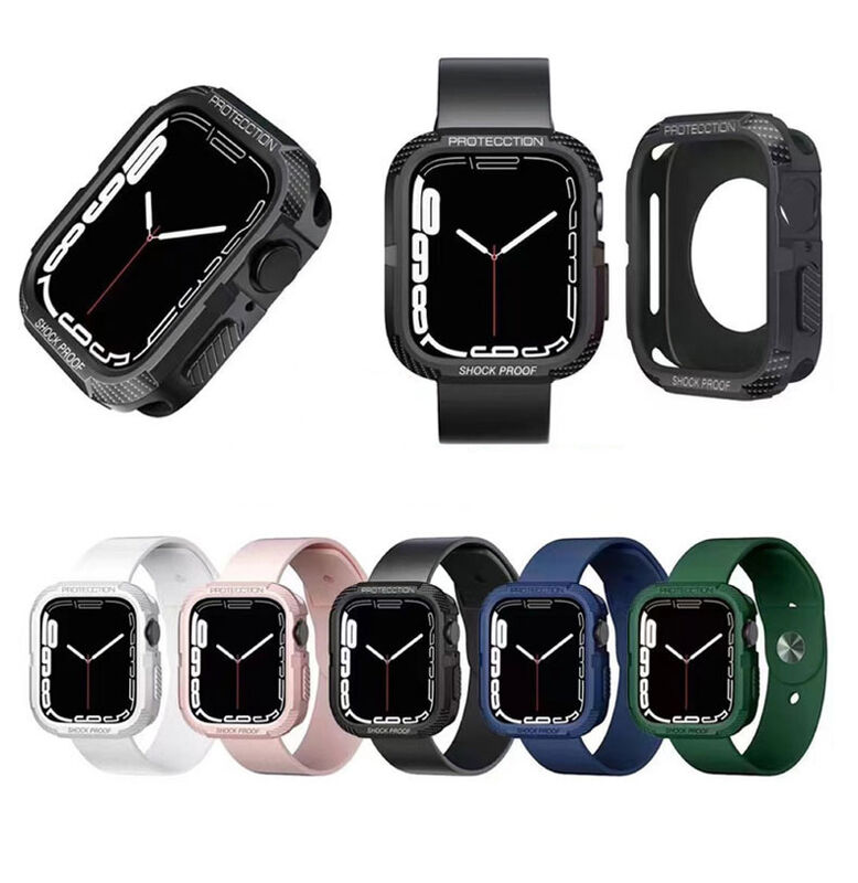 Shockproof Rugged Case Cover for Apple Watch Series 8 7 Ultra 41mm 45mm 49mm TPU Watch Screen Protector