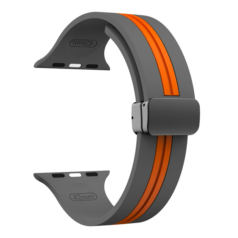 Magnetic Folder Buckle Silicone Watch Band for Apple Watch Ultra 49mm 45mm 44mm Rubber Watch Strap