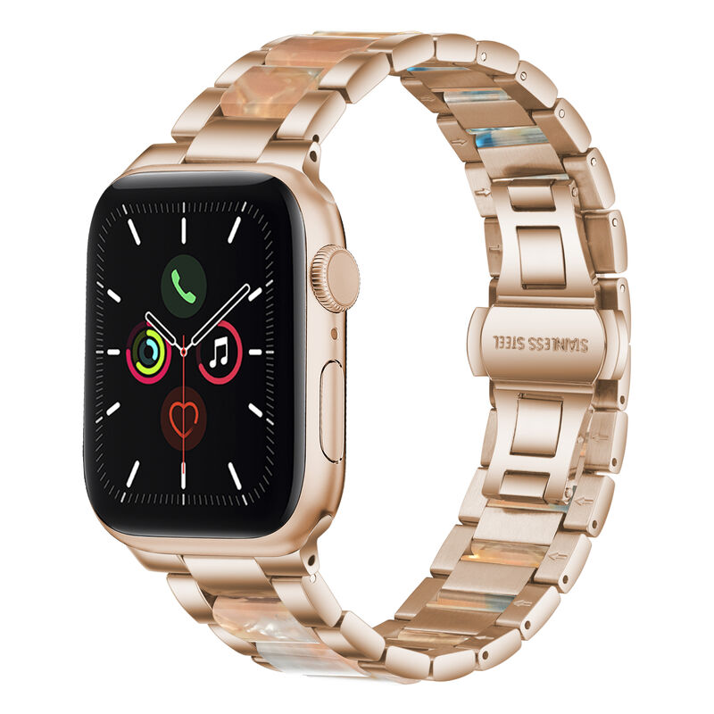 SWstrap Fashion Women Resin Watch Bands Luxury Stainless Steel Watch Strap Colored Smart Acrylic Floral Bands for Apple Watch